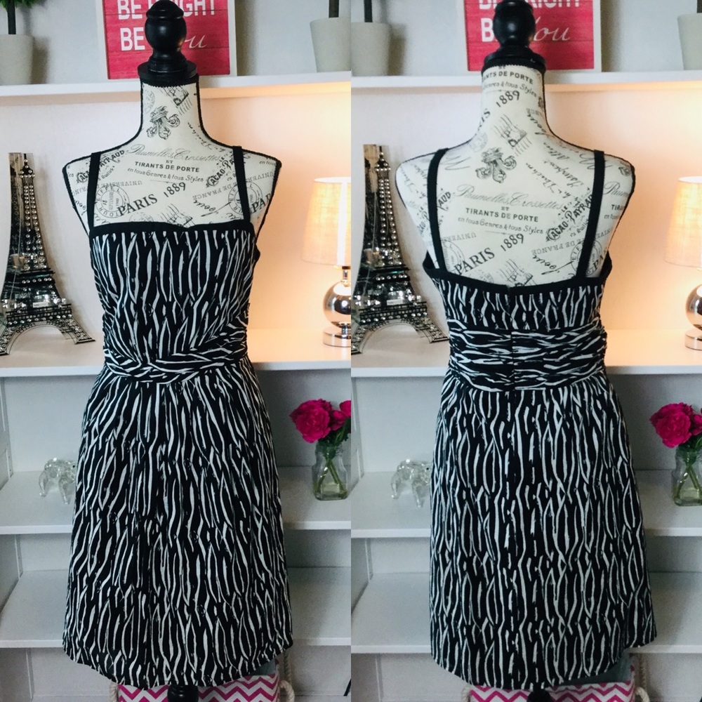 Ann Taylor LOFT Black/White, Midi Dress
